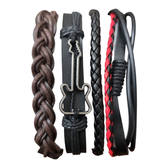 Unisex Leather Bracelet 4 Piece Set - Picture 4 of 9